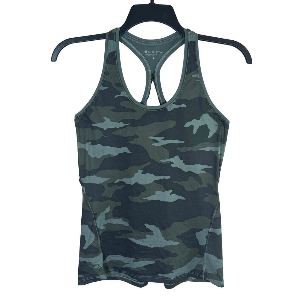 Athleta Limitless Camo Keyhole Tank‎ Women's Small Green Athletic Sporty Gym